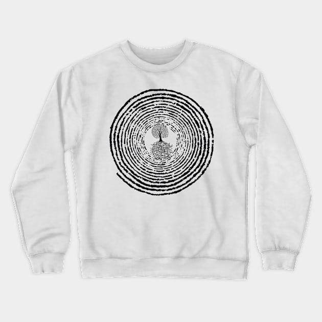 Black Spiral with Tree Silhouette Crewneck Sweatshirt by PrintDesignStudios